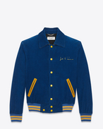 SAINT LAURENT Casual Jackets U "JE T'AIME" TEDDY Jacket in Royal Blue and Yellow Cotton Corduroy f