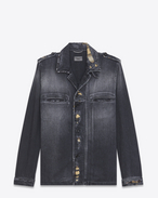 SAINT LAURENT Casual Jacken U Military Shirt Jacket in Washed Black Denim f