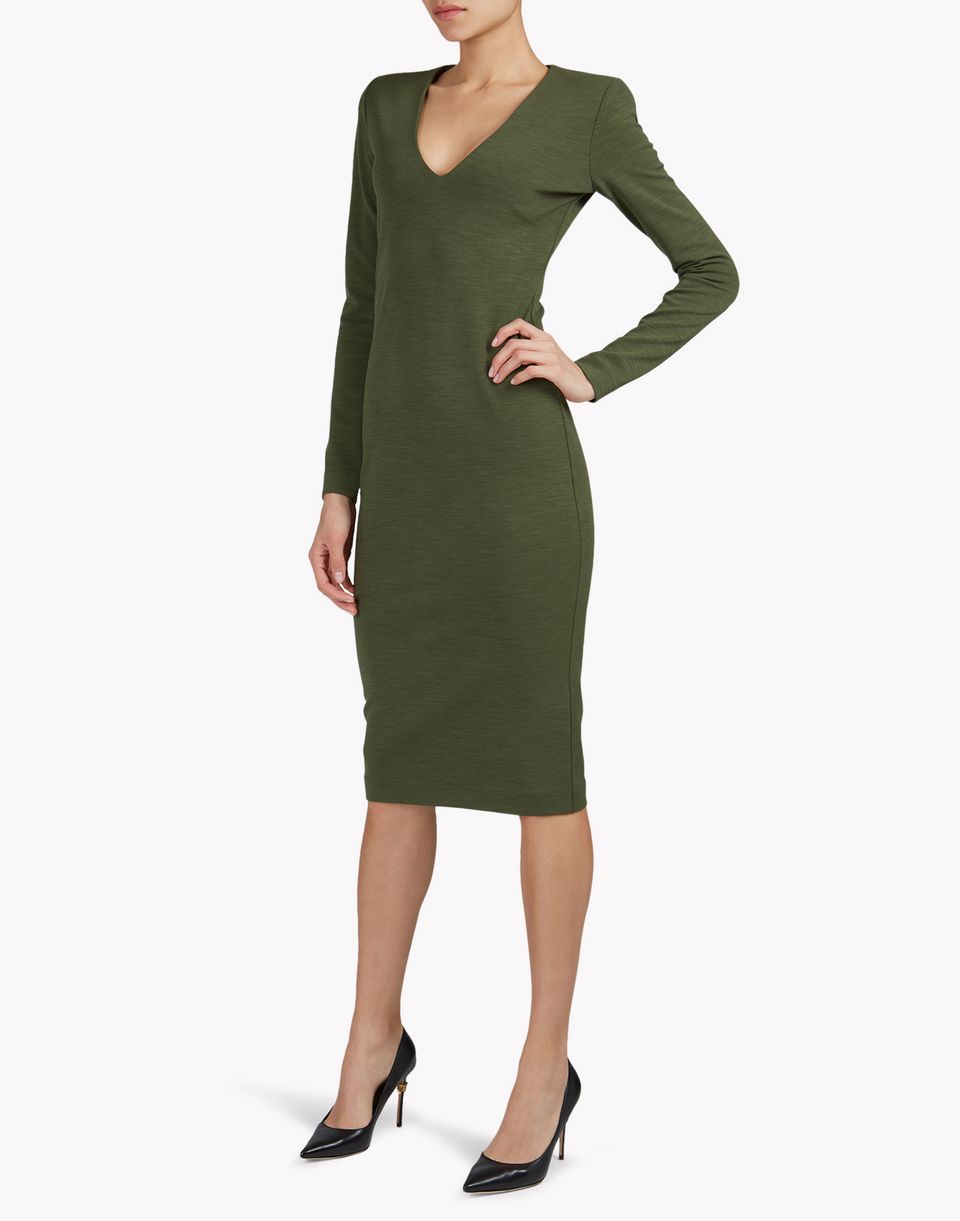 Dsquared2 Wool Midi Dress Military Green - Dresses for Women | Official ...