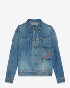 SAINT LAURENT Casual Jackets D Oversized jacket Loulou embroidered in faded blue denim f