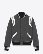 SAINT LAURENT カジュアルジャケット D グレーレザーのバーシティジャケット f