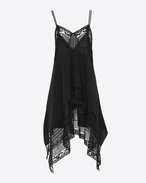 SAINT LAURENT Dresses D Mini slip dress in lace and black organic crepe de chine f