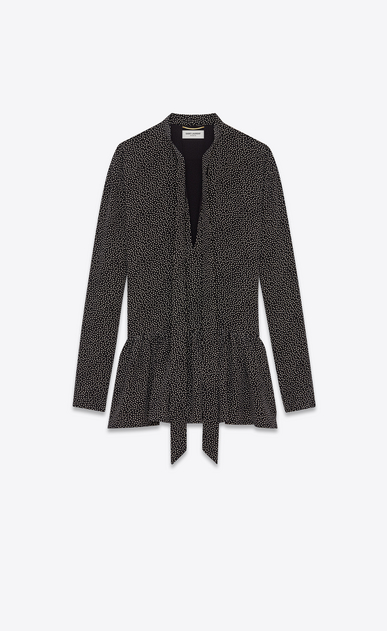 SAINT LAURENT Dresses Woman Mini lavallière dress in black crepe de chine with a snowflake print a_V4