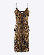 SAINT LAURENT VESTITI LUNGHI D Sarouel dress in Georgette silk with leopard print f