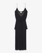 SAINT LAURENT ロングドレス D Mini embroidered sarouel dress in washed black Georgette silk f