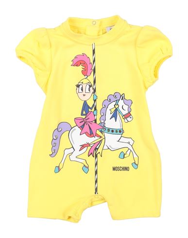 Shop Moschino Baby Newborn Girl Baby Jumpsuits & Overalls Yellow Size 3 Cotton, Elastane