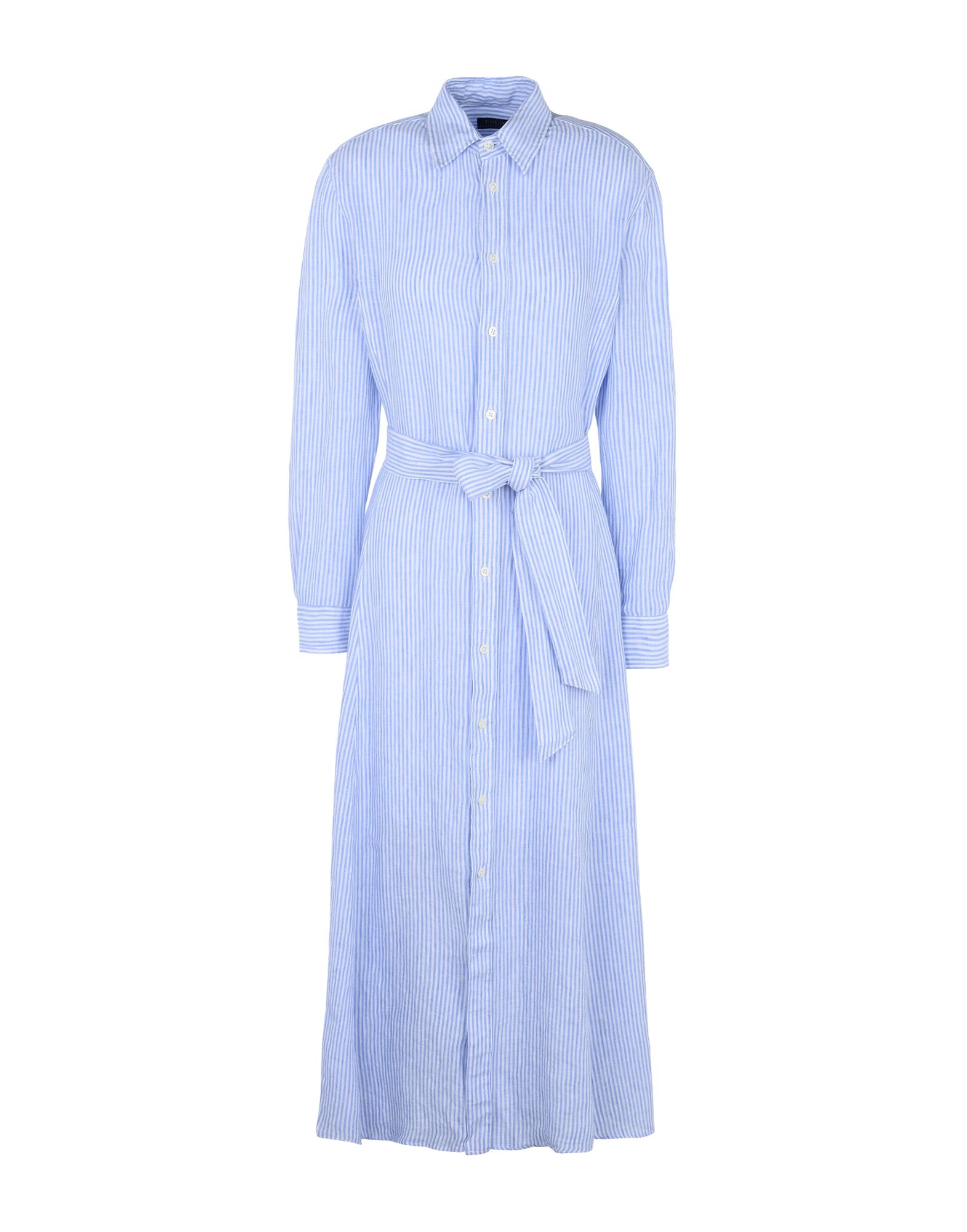《送料無料》POLO RALPH LAUREN レディース ロングワンピース＆ドレス スカイブルー 6 麻 100% Striped Linen Shirtdress