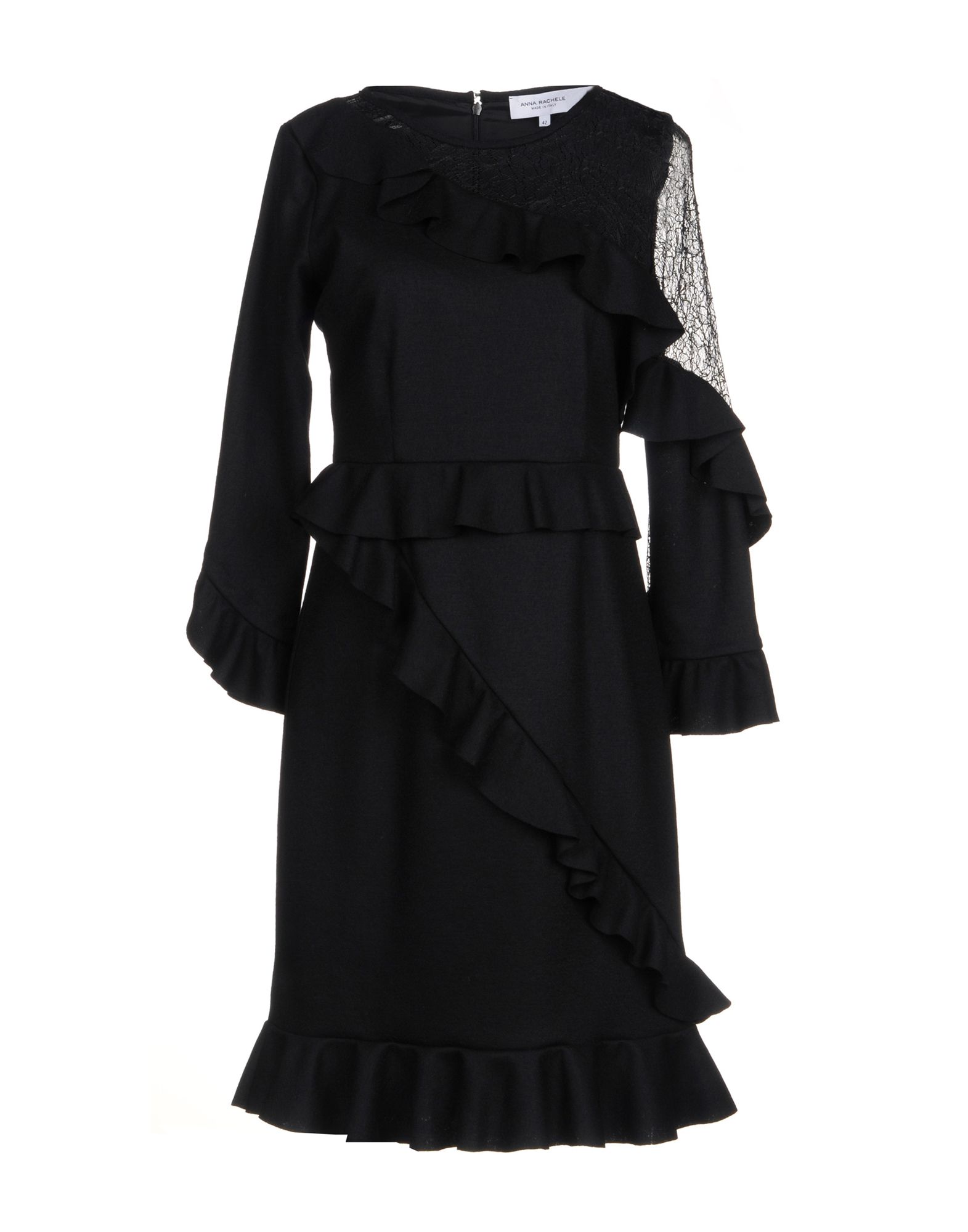《送料無料》ANNA RACHELE レディース ミニワンピース＆ドレス ブラック 42 ウール 100% / ナイロン / レーヨン