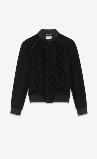 SAINT LAURENT Casual Jacken Herren College-Jacke aus schwarzem abgestepptem Samt a_V4