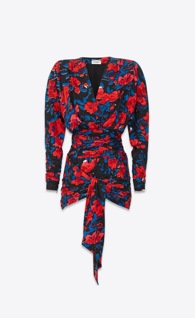 SAINT LAURENT Dresses Woman silk jacquard draped dress a_V4