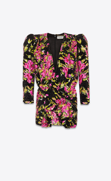 SAINT LAURENT Dresses Woman all over embroidered Deep V neck dress a_V4