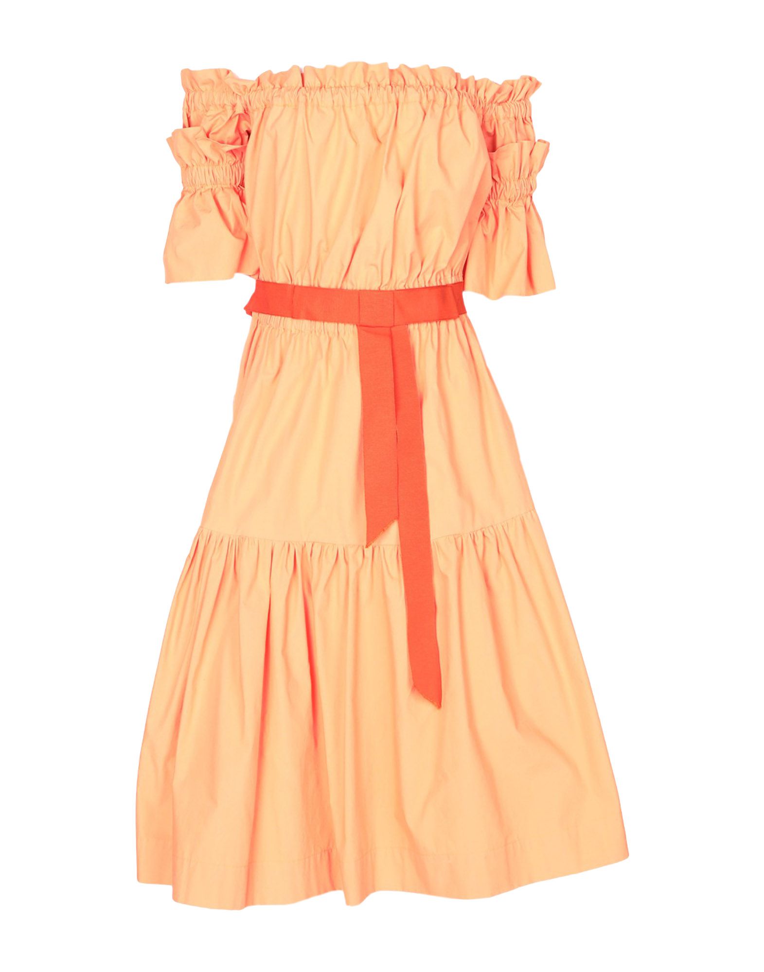 orange knee length dress