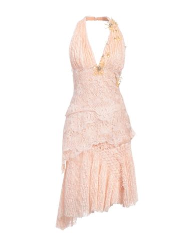 Ermanno Scervino Woman Midi Dress Blush Size 6 Silk, Polyamide, Resin, Brass, Glass In Gray