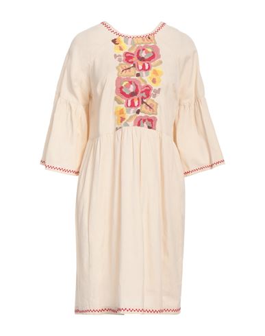 Woman Mini dress Beige Size 4 Cotton, Linen