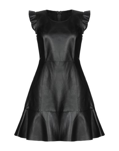 Woman Mini dress Black Size 6 Lambskin, Viscose, Polyester, Elastane