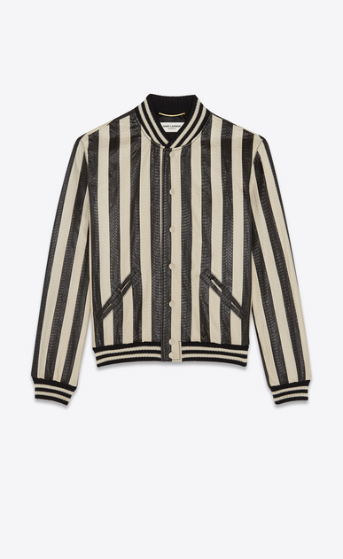 Varsity jacket in striped water snake