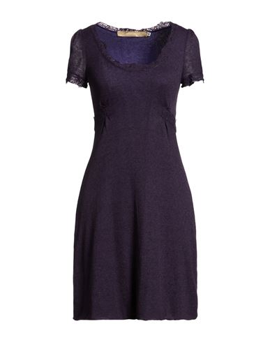Ermanno Di Ermanno Scervino Woman Mini Dress Dark Purple Size 6 Polyamide, Alpaca Wool, Merino Wool In Animal Print