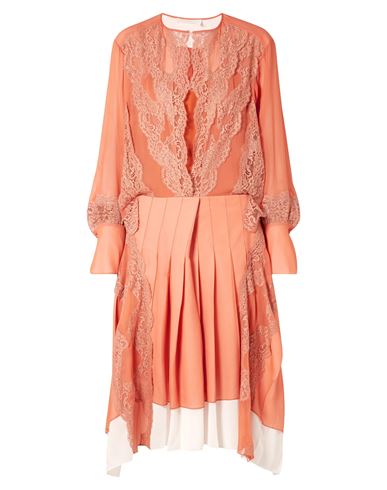 Chloé Woman Midi Dress Orange Size 4 Acetate, Polyamide, Silk, Mother-of-pearl