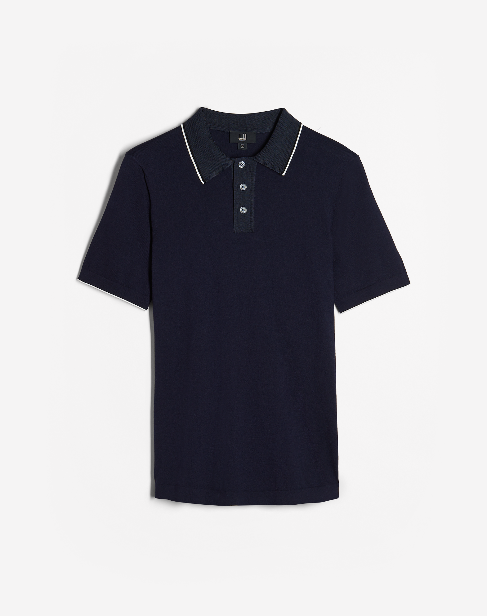 Dunhill Contrast Trim Polo In Navy