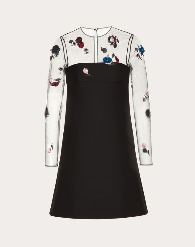 Embroidered Crepe Couture and Tulle Dress for Woman | Valentino Online ...