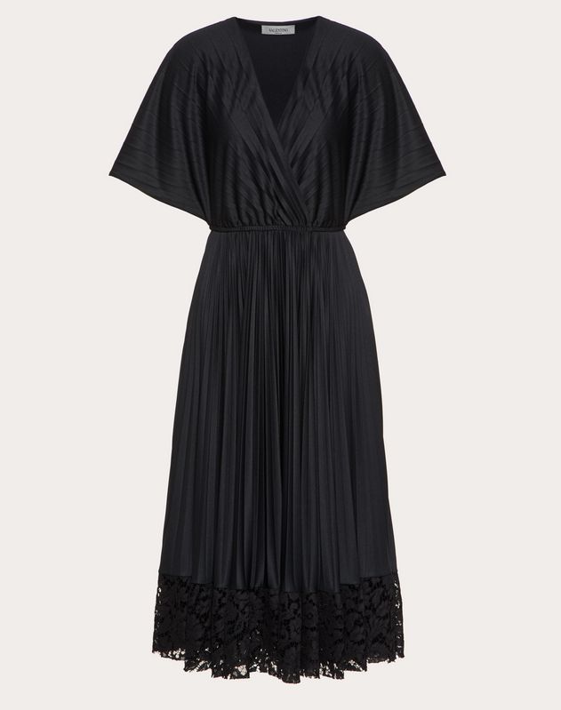 black lace pleated dress