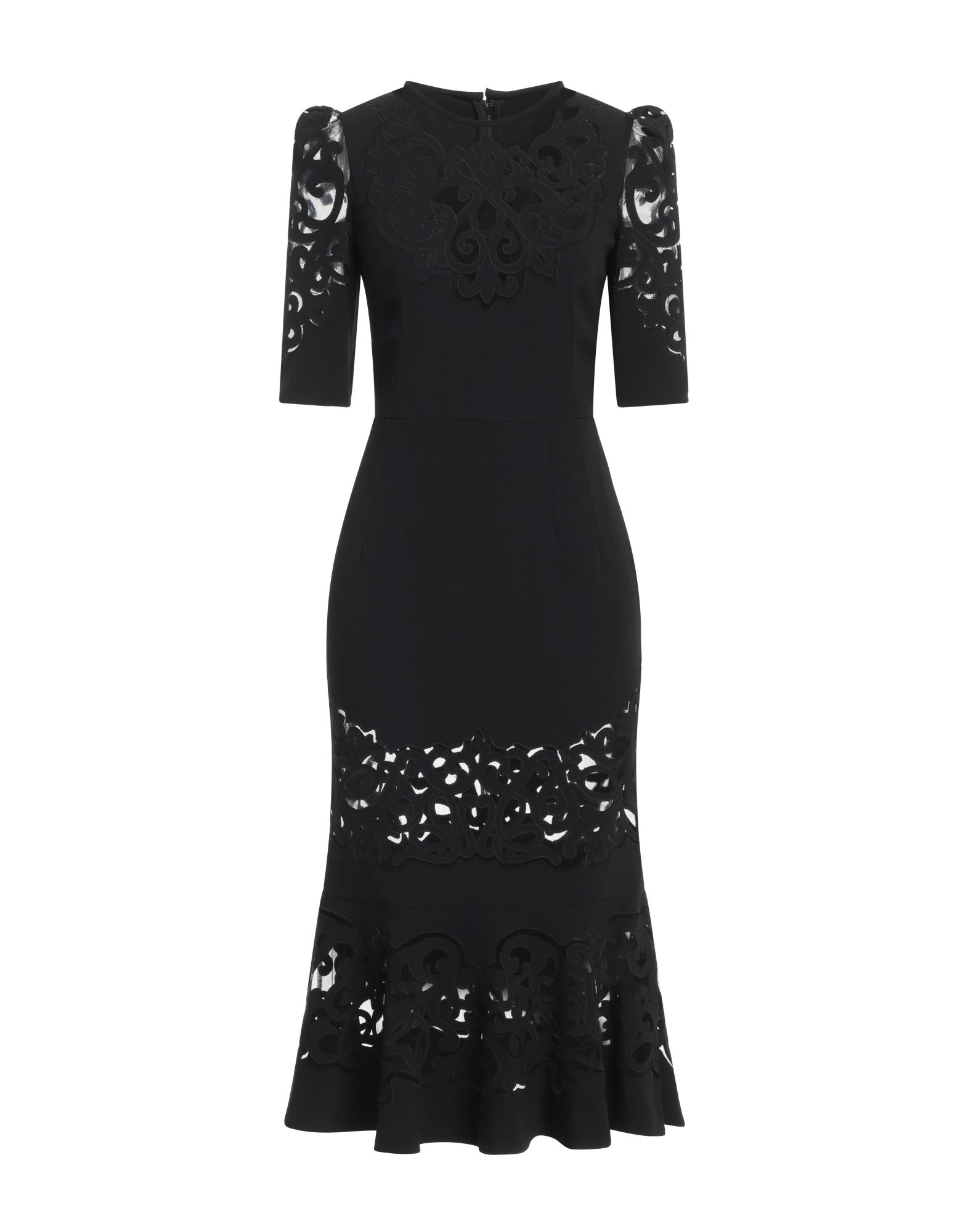 《セール開催中》DOLCE & GABBANA レディース ミディ丈ワンピース ブラック 38 レーヨン 47% / アセテート 37% / ナイロン 10% / ポリウレタン 3% / ポリエステル 3%