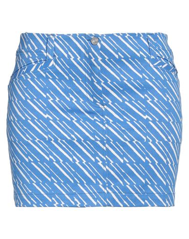 Woman Mini skirt Azure Size 8 Cotton, Elastane