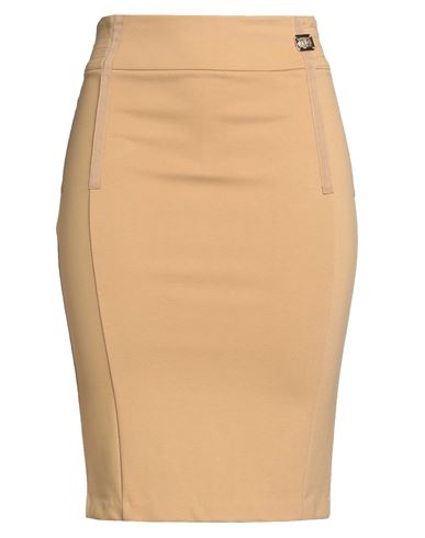 Cavalli Class Woman Midi Skirt Camel Size 16 Viscose, Polyamide, Elastane In Brown