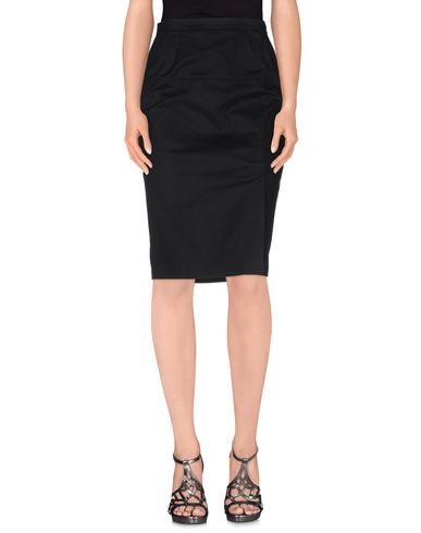 Les Copains Woman Midi skirt Black Size 14 Cotton, Elastane