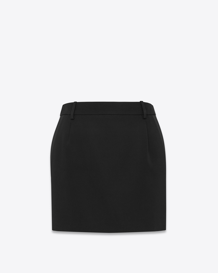 Saint Laurent Iconic LE SMOKING Mini Skirt In Black Grain De Poudre ...
