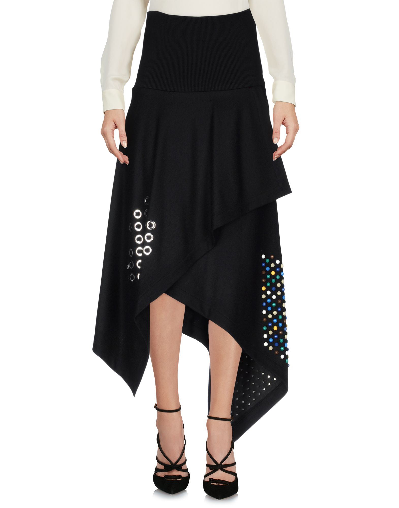 Jw Anderson Asymmetric Corded Lace-trimmed Taffeta Skirt In Black