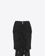 SAINT LAURENT Jupes Courtes D Jupe midi zippée à volants en mousseline de soie noire f