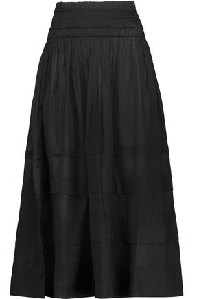 LOVESHACKFANCY Margaux paneled gathered cotton-voile midi skirt