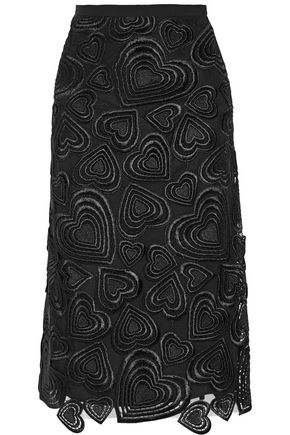 CHRISTOPHER KANE Heart-embroidered guipure lace skirt