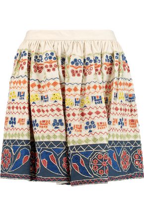 ALICE + OLIVIA Tania embellished cotton-canvas mini skirt