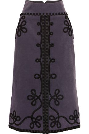 TEMPERLEY LONDON Voyage embroidered cotton-blend corduroy midi skirt