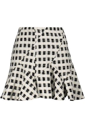 10 CROSBY DEREK LAM Ruffled checked cotton-blend bouclé-tweed mini skirt