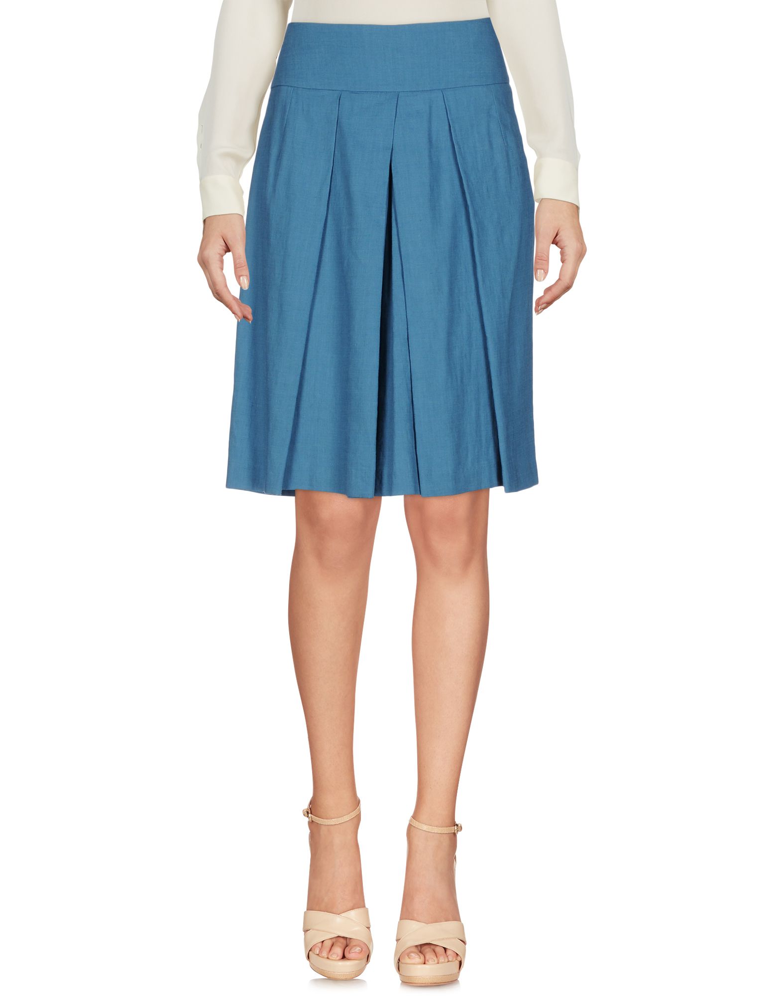 knee length skirts in pastel blue