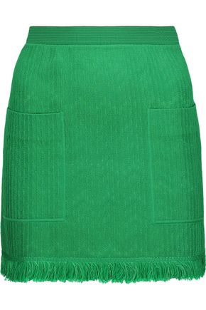 Missoni Woman Fringed Crochet-Knit Wool-Blend Mini Skirt Green | ModeSens