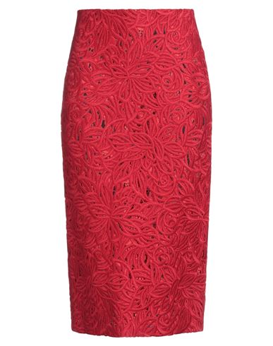 Woman Midi skirt Red Size 4 Cotton, Polyamide, Viscose