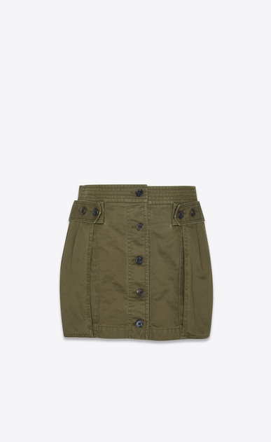 SAINT LAURENT Short Skirts Woman Safari skirt in khaki cotton gabardine a_V4