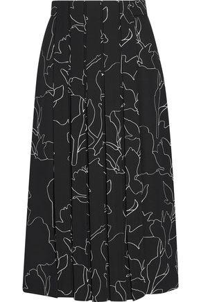CARVEN CARVEN WOMAN PLEATED PRINTED CREPE SKIRT BLACK,3074457345619818295
