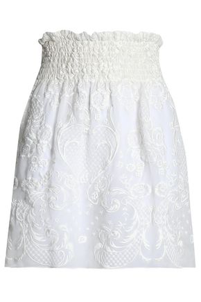 MAGDA BUTRYM WOMAN CUSSET EMBROIDERED SILK-VOILE MINI SKIRT CREAM,US 14693524283560875