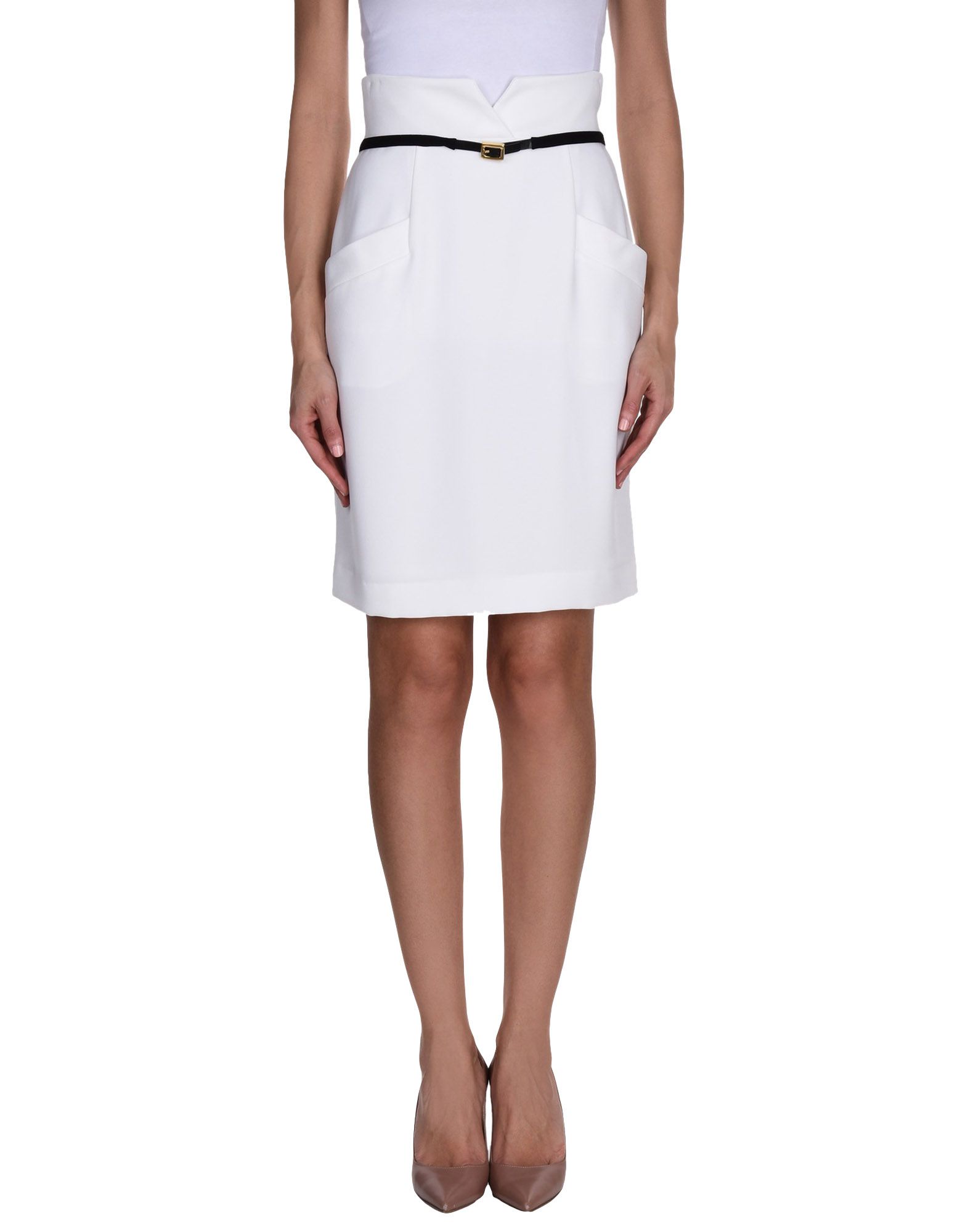 Alex Vidal Knee Length Skirts In White