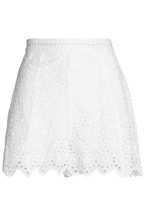 ZIMMERMANN SCALLOPED BRODERIE ANGLAISE COTTON SHORTS,3074457345619031666