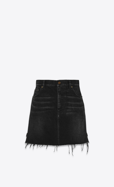 Skirt in faded black denim