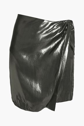 Iro Shanina Draped Lamé Skirt, Black/silver, Black/silver In Gunmetal