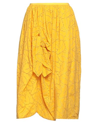 Woman Midi skirt Ocher Size 6 Cotton, Polyester