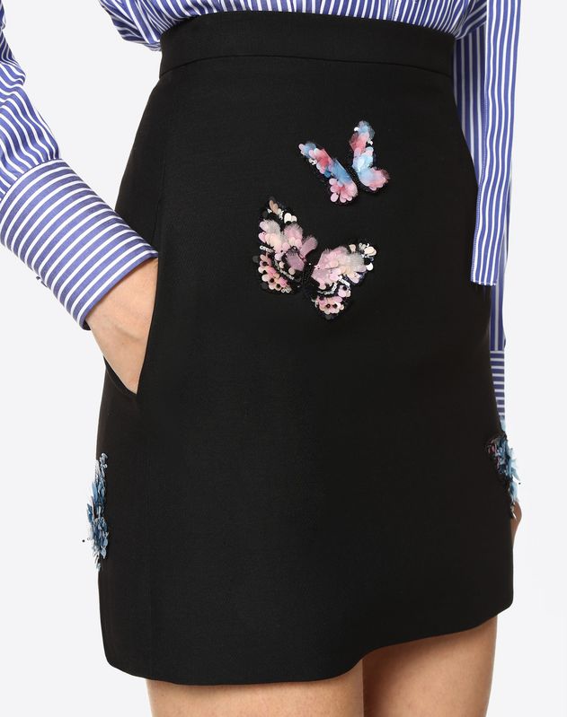 Embroidered Butterflies Crêpe Couture Skirt for Woman | Valentino ...