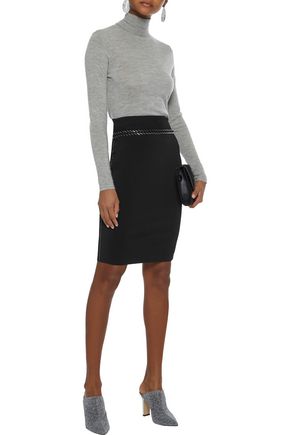 Click to view more detailed imagery on our partner's website Alexander Wang Woman Bead-Embellished Stretch-Knit Mini Skirt Black